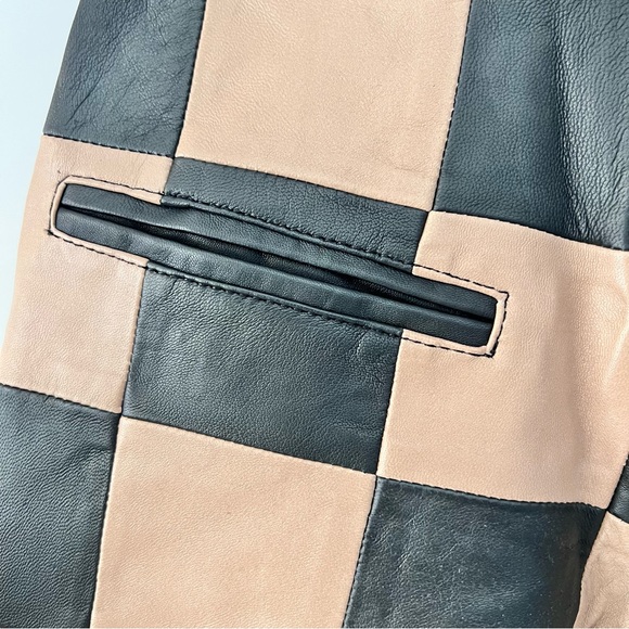 Nasty Gal Checkerboard High Waisted Genuine Leather Pants - Size 0 - Picture 9 of 12